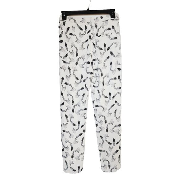 🪽Designer Women Sz S dress pant SAMSOE SAMSOE plumes pattern office pant White - Picture 4 of 10